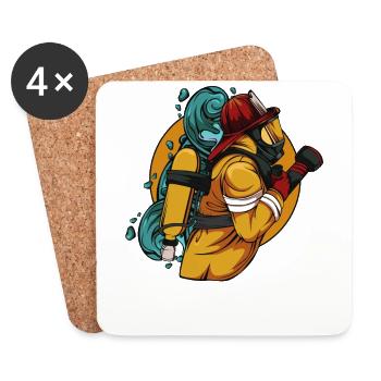 pompiers - Dessous de verre (lot de 4) - blanc - Devant