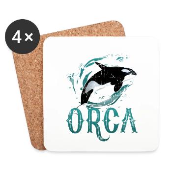 Killer Whale Fish Whale - Coasters (set of 4) - white - Front