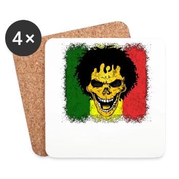 Reggae Jamaica skull gift - Coasters (set of 4) - white - Front