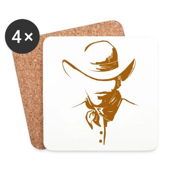 Cowboy with Western hat - Coasters (set of 4) - white - Front