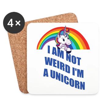 Unicorn Unicorn NOT WEIRD Shirt Gift - Dessous de verre (lot de 4) - blanc - Devant