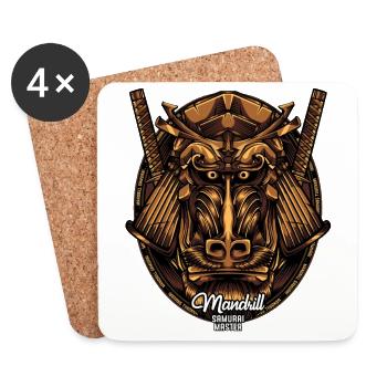 Mandrill Samurai Singe Faune Cadeau Créatif - Dessous de verre (lot de 4) - blanc - Devant