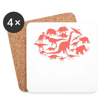 Chemise T-Rex Dinosaure Collection Cadeau - Dessous de verre (lot de 4) - blanc - Devant