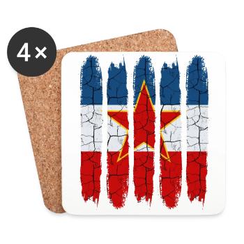Cadeau tendance couleurs nationales de la Yougoslavie - Dessous de verre (lot de 4) - blanc - Devant