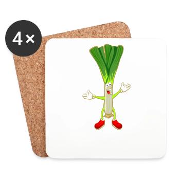 Poireau Ciboulette Légumes Poireau Poireau Graphique - Dessous de verre (lot de 4) - blanc - Devant