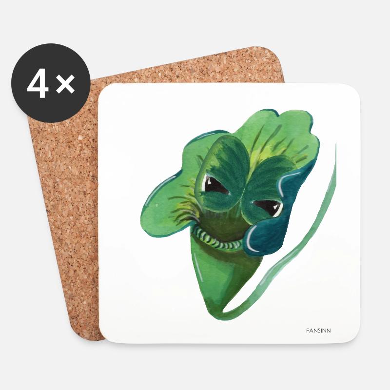Pflanze Fleisch fressen lustig Kinder Geschenk - Untersetzer (4er-Set) - Weiß