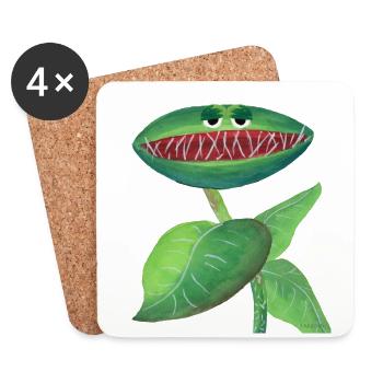 plante manger de la viande drôle enfants cadeau - Dessous de verre (lot de 4) - blanc - Devant