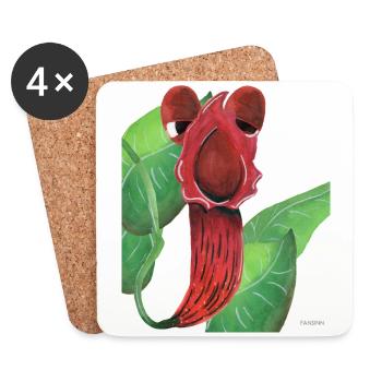 plante manger de la viande drôle enfants cadeau - Dessous de verre (lot de 4) - blanc - Devant