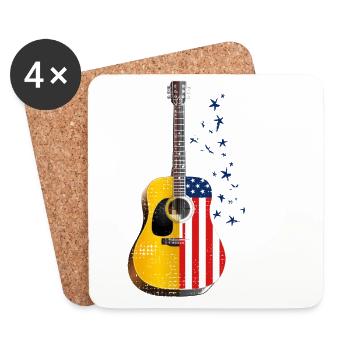 Metropole Banjo Country Music Rock Music - Coasters (set of 4) - white - Front