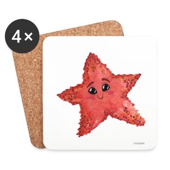 Starfish animal sweet gift children sea water - Coasters (set of 4) - white - Front