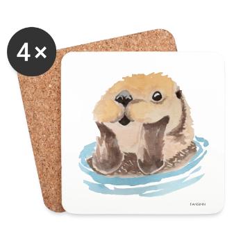 Otter Tier Marder Schwimmen Wasser Geschenk - Untersetzer (4er-Set) - Weiß - Vorne