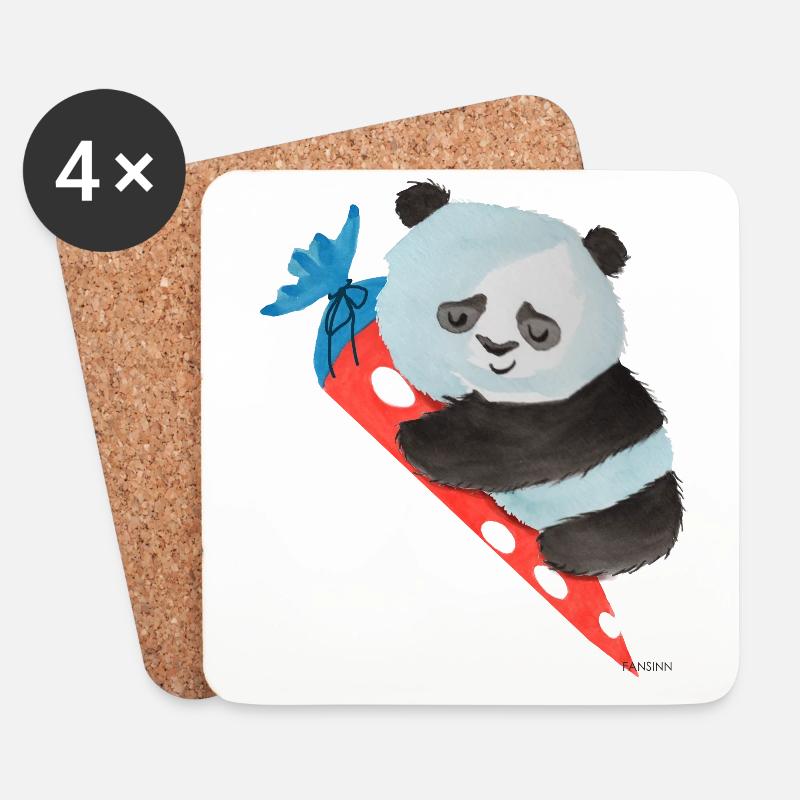 Pandabär Panda Bär Schultüte Einschulung Geschenk - Untersetzer (4er-Set) - Weiß