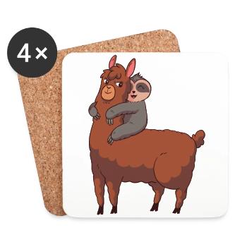 Lama sloth - Coasters (set of 4) - white - Front