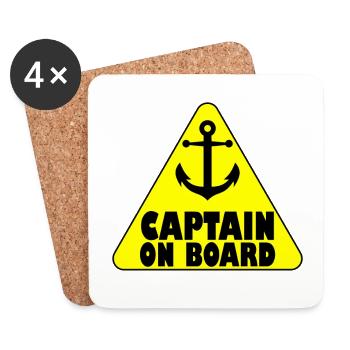 Captain on board anchor, Captain, birthday party, - Coasters (set of 4) - white - Front