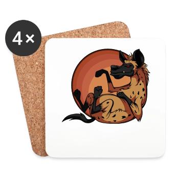 Hyène de bande dessinée - Dessous de verre (lot de 4) - blanc - Devant