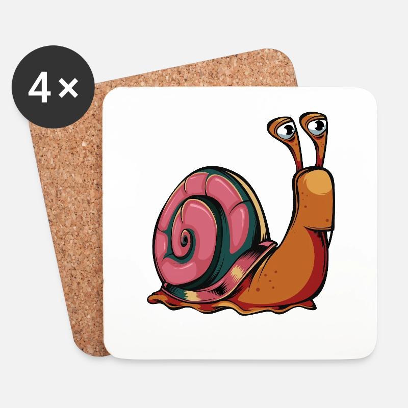 Comic Schnecke - Untersetzer (4er-Set) - Weiß