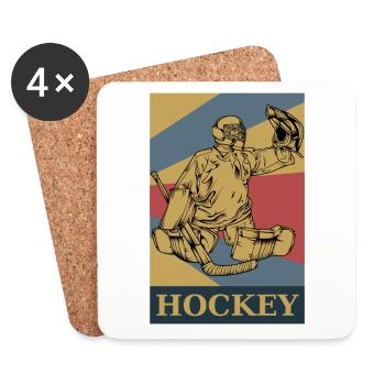 hockey - Dessous de verre (lot de 4) - blanc - Devant