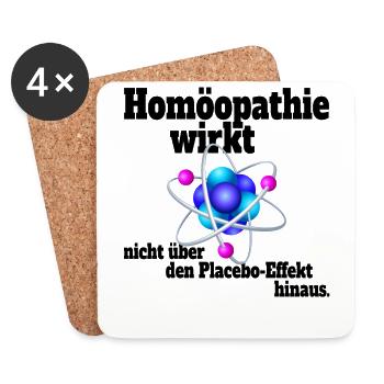 Homöopathie Wirkt Nicht Über Placeboeffekt Hinaus - Untersetzer (4er-Set) - Weiß - Vorne