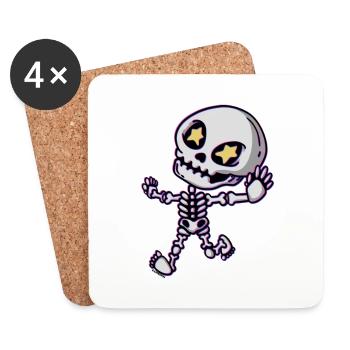 Skelett Knochen tot Halloween Kinder Geschenk - Untersetzer (4er-Set) - Weiß - Vorne