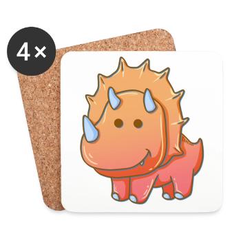 Dino Triceratops Dinosaur cartoon kids gift - Coasters (set of 4) - white - Front