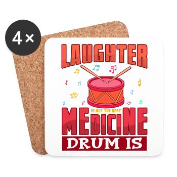 Le rire n'est pas le meilleur médicament Drum Is Gift - Dessous de verre (lot de 4) - blanc - Devant