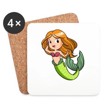 Mermaid girl manga water mermaid gift - Coasters (set of 4) - white - Front