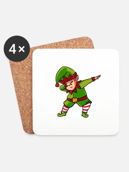 Weihnachten Elfe dabbing Wichtel Kinder Geschenk - Untersetzer (4er-Set) - Weiß