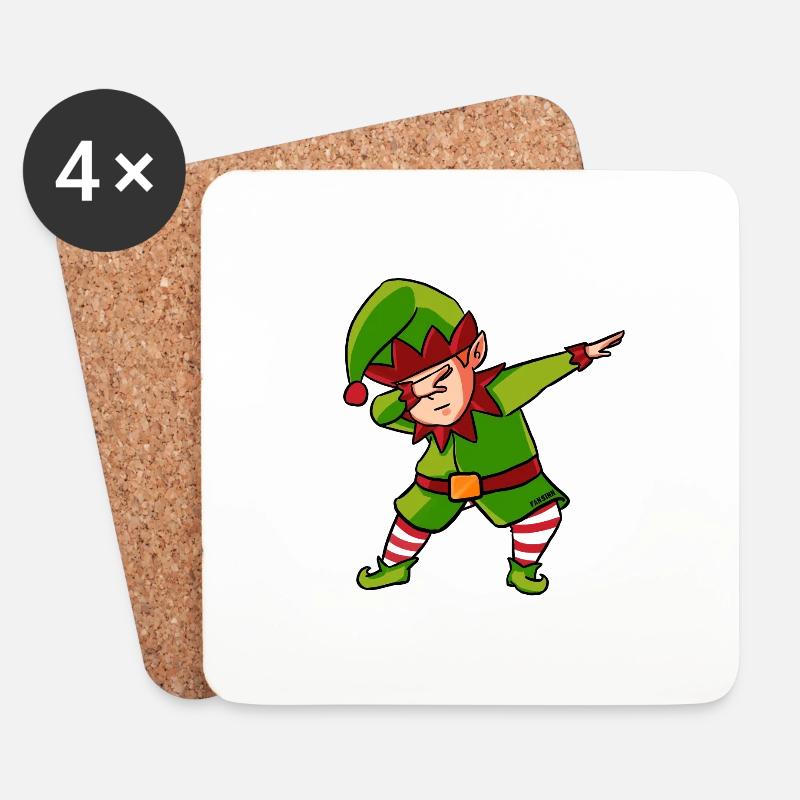Weihnachten Elfe dabbing Wichtel Kinder Geschenk - Untersetzer (4er-Set) - Weiß