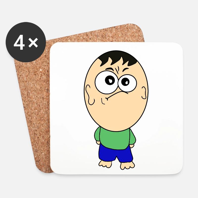 Lustige Comicfigur - Untersetzer (4er-Set) - Weiß