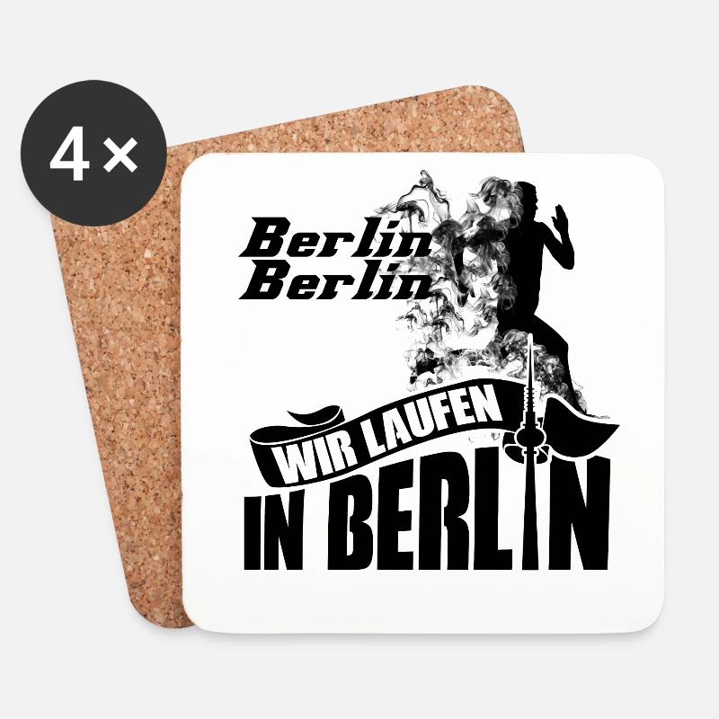 Berlin Marathon läufer shirt geschenk laufen schwa - Untersetzer (4er-Set) - Weiß