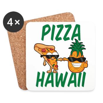 Pizza Hawaii Ananas Schinken Käse Tomate Geschenk - Untersetzer (4er-Set) - Weiß - Vorne