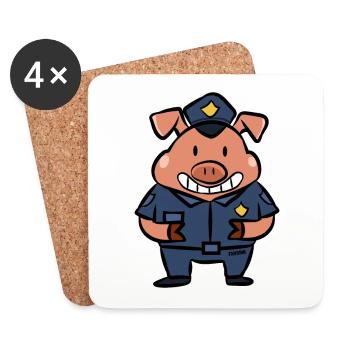Police Security Piglet Kids Pig Gift - Coasters (set of 4) - white - Front