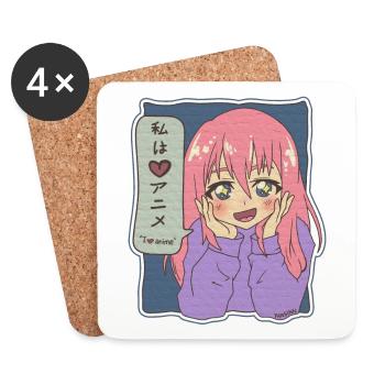 I Love Anime Japan Cartoon Movie Series Gift - Coasters (set of 4) - white - Front