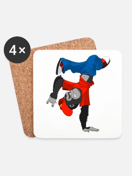 Gorilla Affe Zoo Breakdance tanzen Kinder Geschenk - Untersetzer (4er-Set) - Weiß