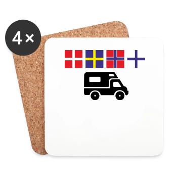 Camping holiday in Scandinavia in the camper - Coasters (set of 4) - white - Front