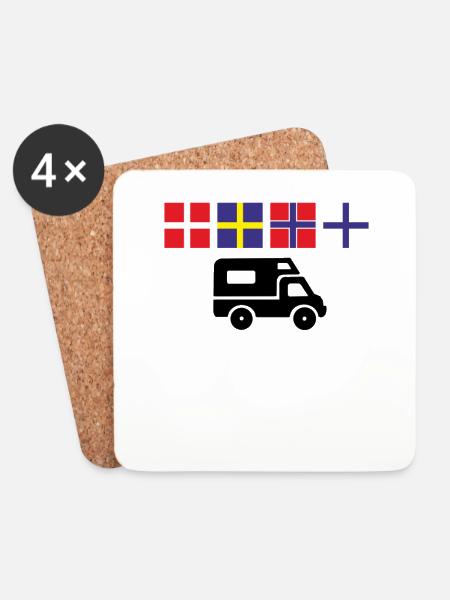 Camping Urlaub in Skandinavien im Wohnmobil - Untersetzer (4er-Set) - Weiß