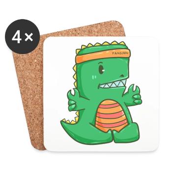 Cadeau de sport de dinosaure yoga de méditation T-Rex - Dessous de verre (lot de 4) - blanc - Devant