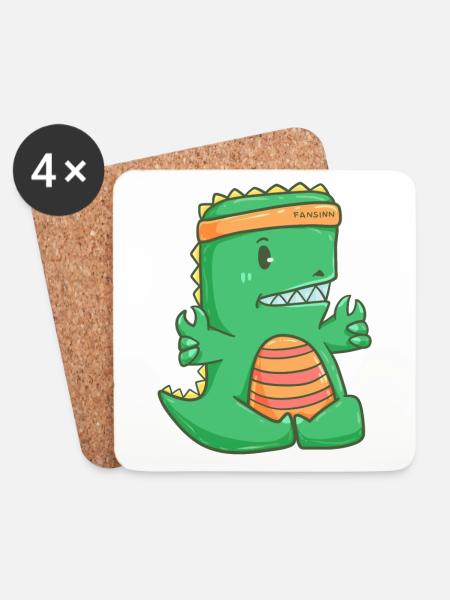 T-Rex Meditation Yoga Dinosaurier Sport Geschenk - Untersetzer (4er-Set) - Weiß