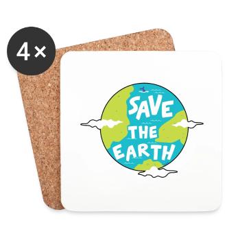 Changement climatique Sauvez la Terre Protection de l'environnement Cadeau - Dessous de verre (lot de 4) - blanc - Devant