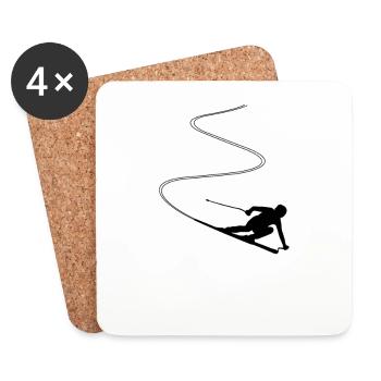 Skier skiing winter sport - Coasters (set of 4) - white - Front