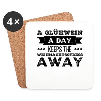 Funny Denglisch saying: Christmas & mulled wine - Coasters (set of 4) - white - Front