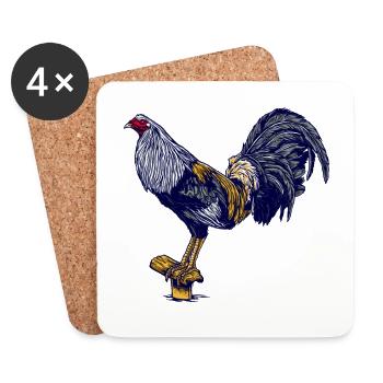 cock, cock, gockl, farm, animals, yard, gift - Coasters (set of 4) - white - Front
