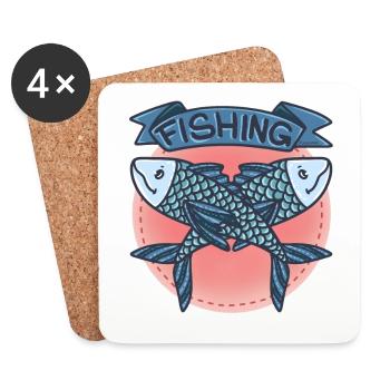 Angel Fische See Fluss Teich Flosse Köder Geschenk - Untersetzer (4er-Set) - Weiß - Vorne