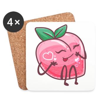 Pfirsich Frucht Steinobst Pflanze vegan Rose Baum - Untersetzer (4er-Set) - Weiß - Vorne