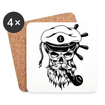 Sailor Death Captain Creepy Horror Maritime Lake - Coasters (set of 4) - white - Front