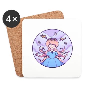 Spring girl birds - Coasters (set of 4) - white - Front