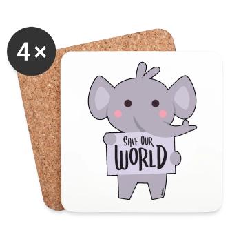 Elephant demonstrates for environmental protection - Coasters (set of 4) - white - Front