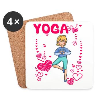 Femme aime le yoga - Dessous de verre (lot de 4) - blanc - Devant