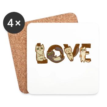 funny cats love pet fur meow gift - Coasters (set of 4) - white - Front