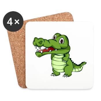 alligator crocodile crocodil nile kids shirt motif - Coasters (set of 4) - white - Front